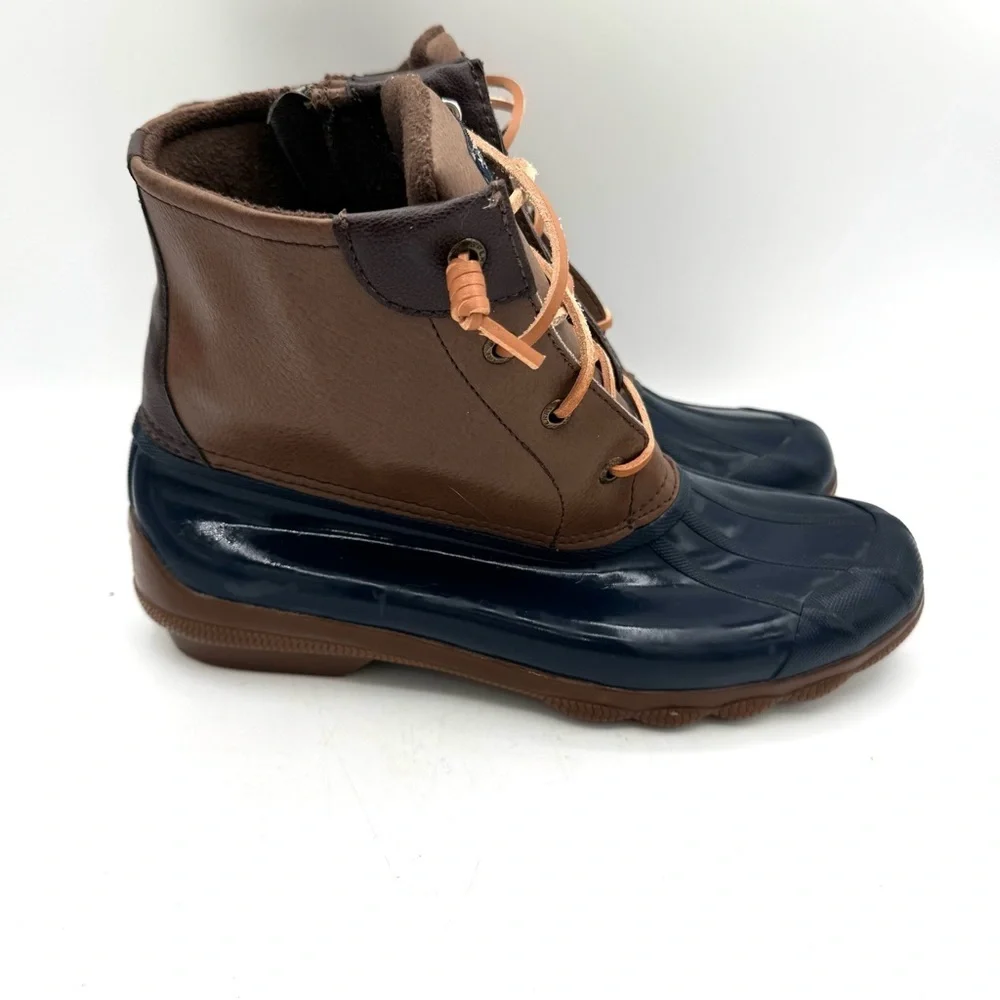 Sperry Kids' Navy and Brown galoshes duck boots, winter boots Rain Boots